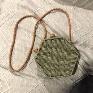 Mali & Lili. Lexi Rattan Hexagon Crossbody.